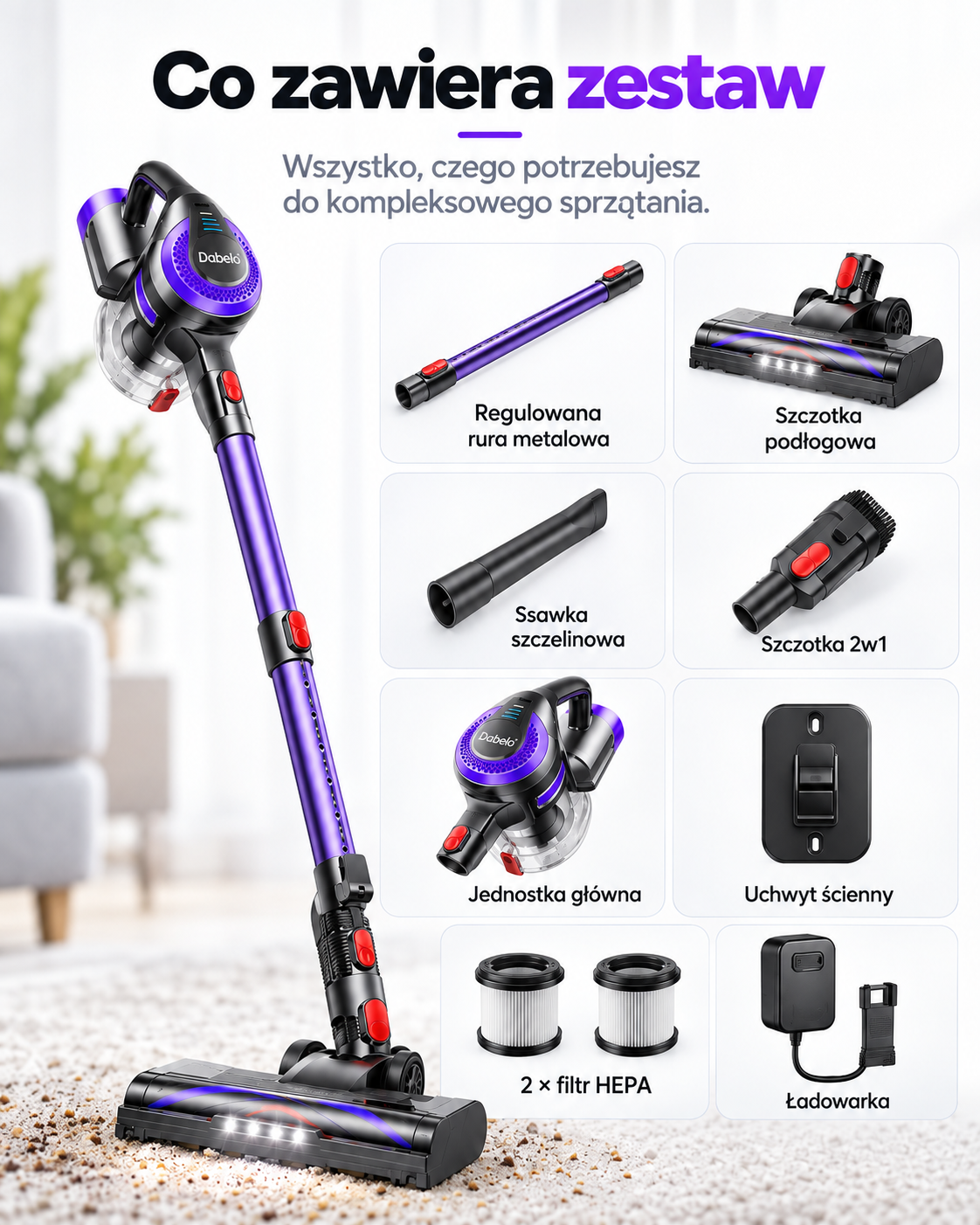 AirVelo V10 — zawartość zestawu