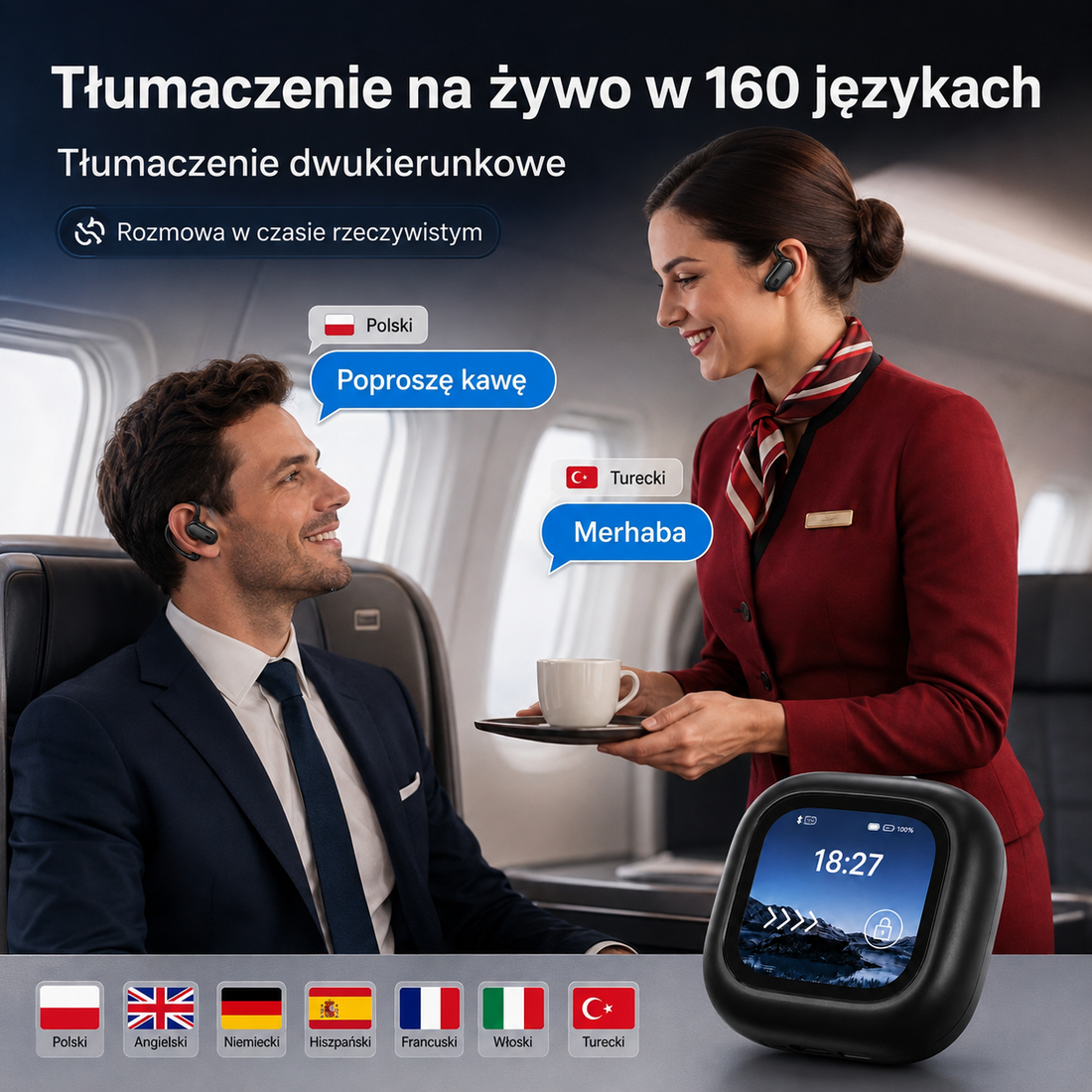 Słuchawki Tłumaczące AI F38