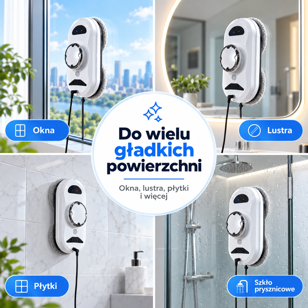 LumiGlass X7 — czyszczenie wielu gładkich powierzchni