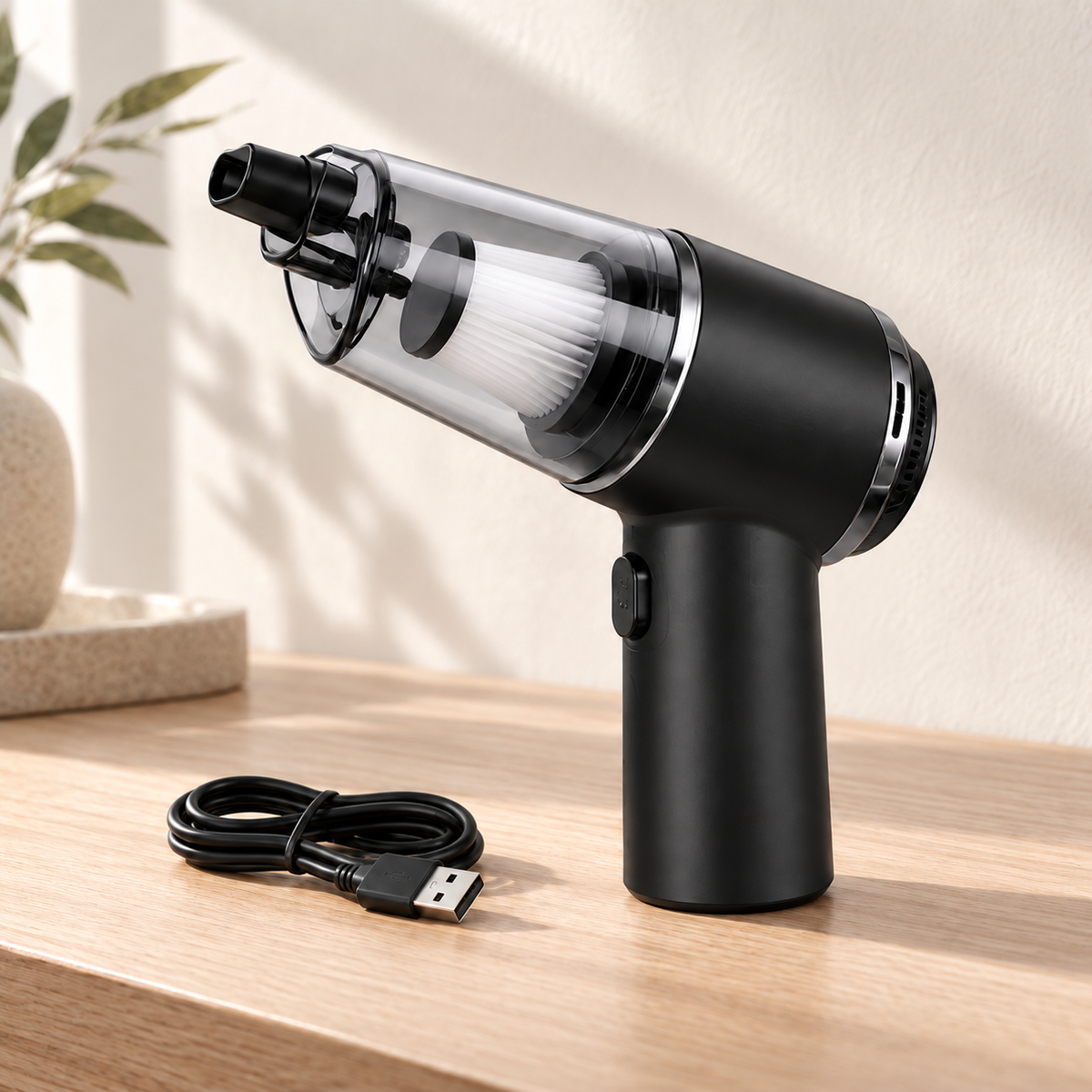 SwiftVac 9K z przewodem ładowania USB, wizualizacja AI